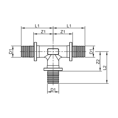 Тройник TECEflex 32x32x32, латунь